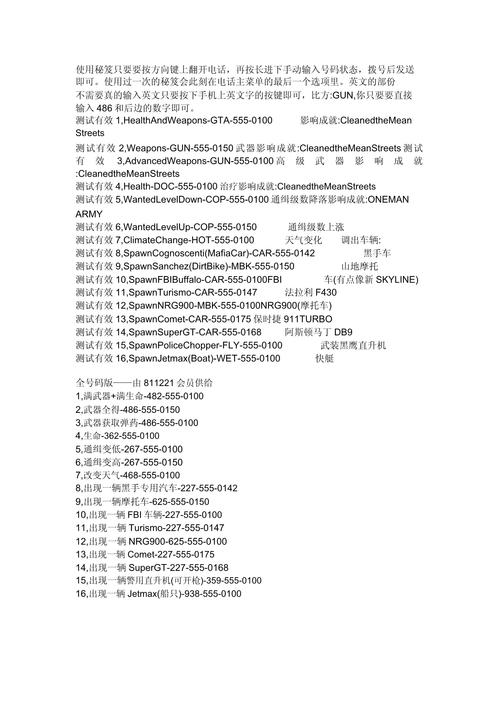 想玩转侠盗飞车?秘籍代码助你称霸城市!